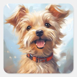 Niedlich Adorable Yorkie Yorkshire Terrier Dog Quadratischer Aufkleber