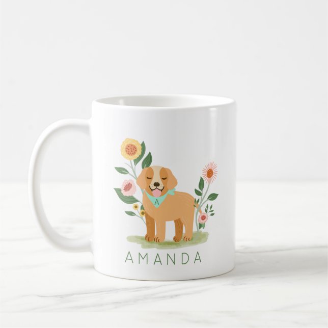 Niedlich Adorale Golden Retriever Pet Kaffeetasse (Links)
