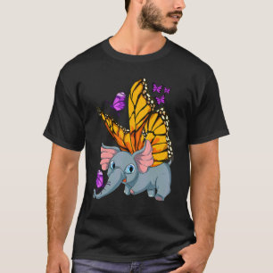 Niedlich Africa Animal Nature Insect Butterfly Ele T-Shirt