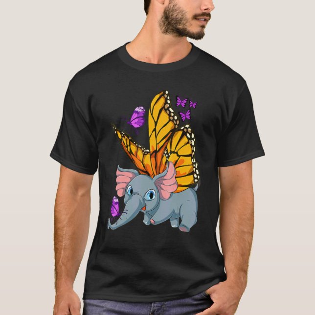 Niedlich Africa Animal Nature Insect Butterfly Ele T-Shirt (Vorderseite)