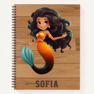 Niedlich African Mermaid Girl - Individuelle Name Notizbuch