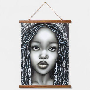 NIEDLICH AFRO FRAU QUEEN MELANIN WANDTEPPICH MIT HOLZRAHMEN