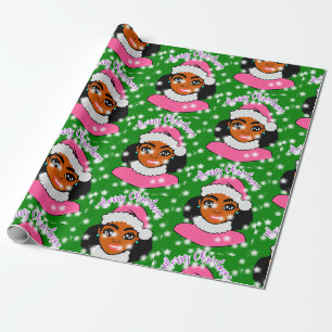 Niedlich Afro Girl Weihnachten Geschenkpapier