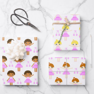Niedlich-Afroamerikaner, brünett, blonde Ballerina Geschenkpapier Set