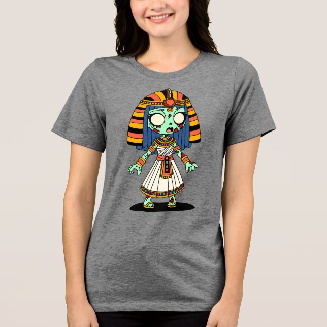 Niedlich ägyptischer Zombie Tri-Blend Shirt (Vorderseite)