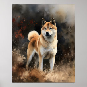 Niedlich Akita Hunde Art Print Poster