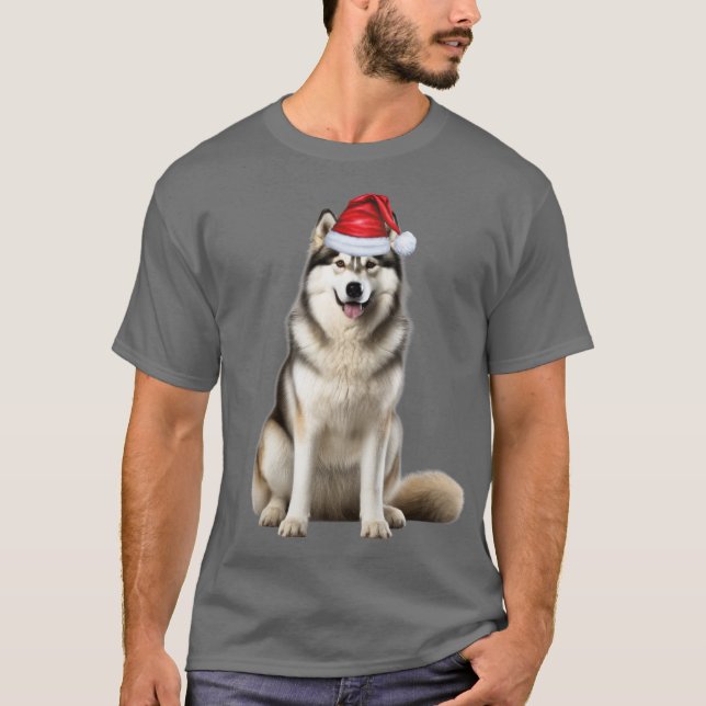 Niedlich Alaskan Malamute Dog Lover Weihnachten T-Shirt (Vorderseite)