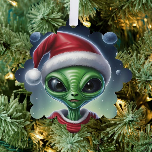 Niedlich Alien Santa Claus Ornament Karte (Insitu (Baum))