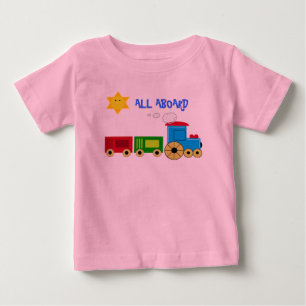 NIEDLICH "ALLE AN BORD" DES SÄUGLINGS-ZUG-T-SHIRT BABY T-SHIRT