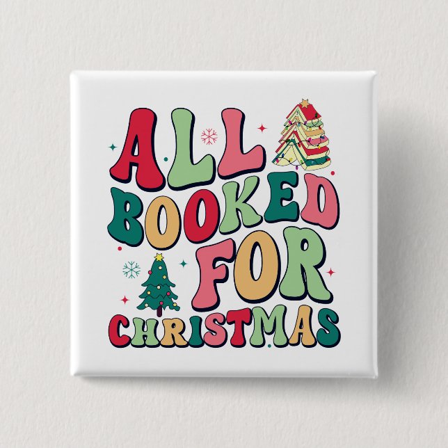 Niedlich alle für Weihnachts-Bibliothekar gebucht Button (Vorderseite)