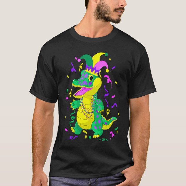 Niedlich Alligator Mardi Gras Mardi Gras Alligator T-Shirt (Vorderseite)