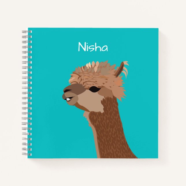 Niedlich Alpaca Kinder Name Personalisiert Notizbuch (Vorderseite)