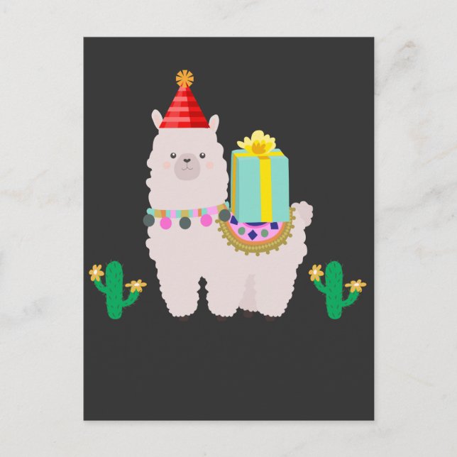 Niedlich Alpaca Llama Cactus Girls Birthday Animal Postkarte (Vorderseite)