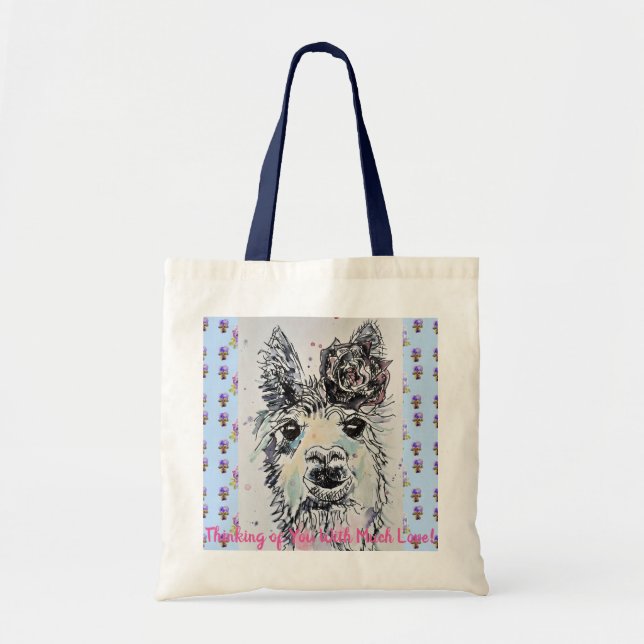 Niedlich Alpaca Llama Funny Thinking You Tote Tasc Tragetasche (Vorne)