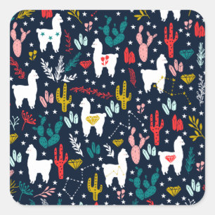 Niedlich Alpaca Quadratischer Aufkleber