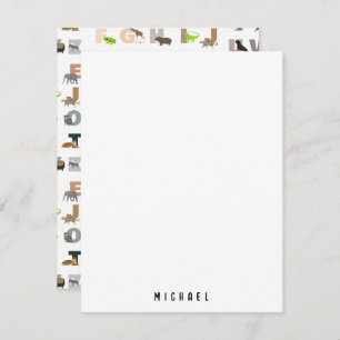 Niedlich Alphabet ABC Animals Individuelle Name Sc Mitteilungskarte