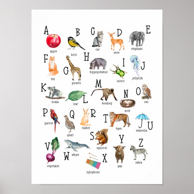 Niedlich Alphabet ABC Educational Poster (Vorne)
