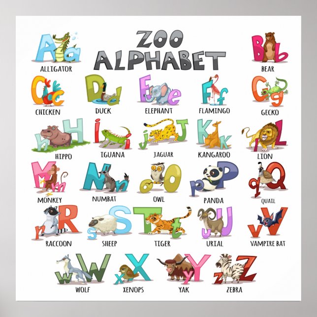 Niedlich Alphabet Poster (Vorne)