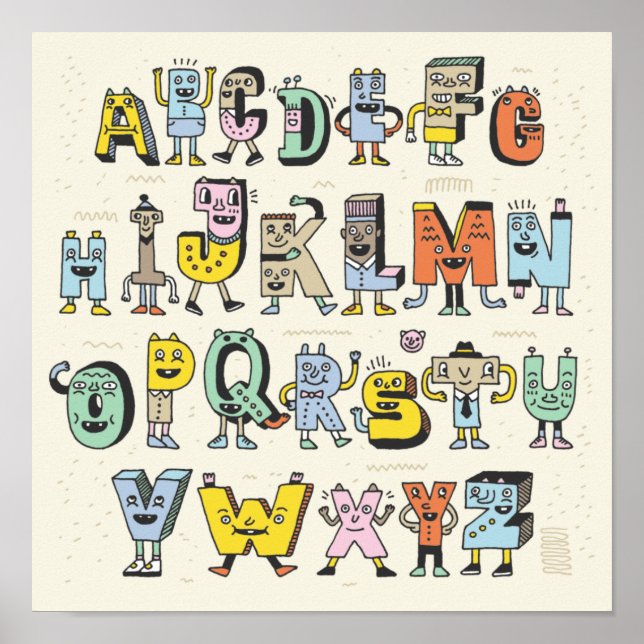 Niedlich Alphabet Poster (Vorne)