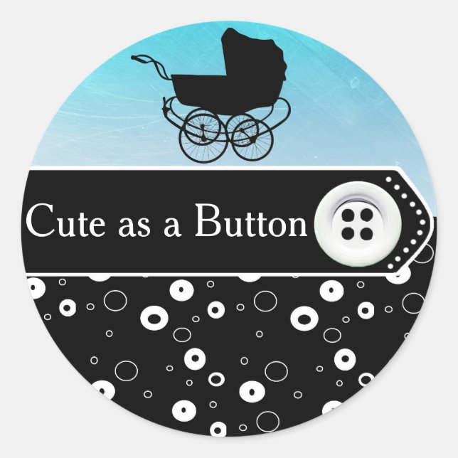 Niedlich als Button Baby Carriage Baby Shocker Runder Aufkleber (Vorderseite)