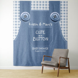 Niedlich als Button Blue Denim Baby Dusche Wandteppich