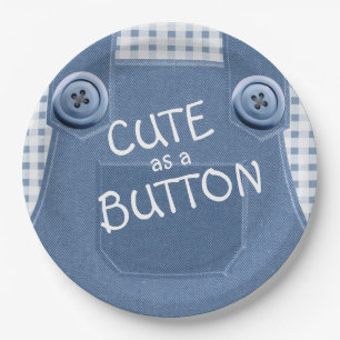 Niedlich als Button Denim Overalls Paper Plate Pappteller