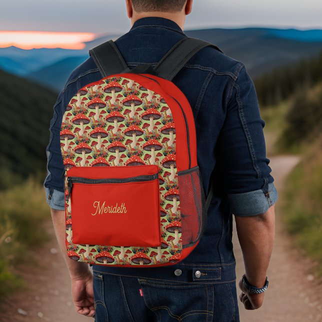 Niedlich als Button oder Morel Mushroom Red Sage M Bedruckter Rucksack (Von Creator hochgeladen)