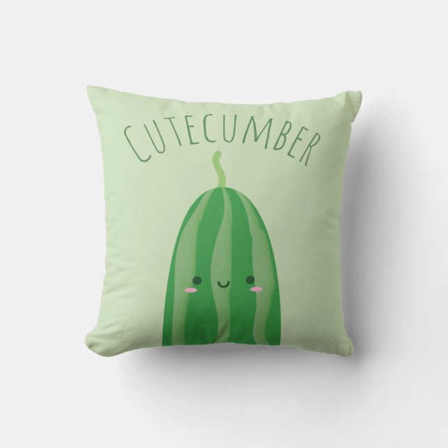 Niedlich als Cucumber Funny Kawaii Cutecumber Name Kissen (Vorderseite)
