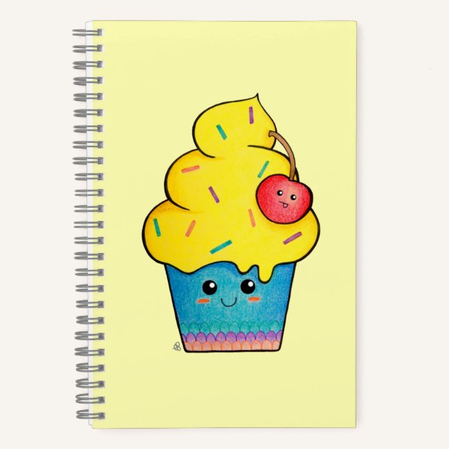 Niedlich als Cupcake, Kawaii-Cartoon Notizbuch (Vorderseite)