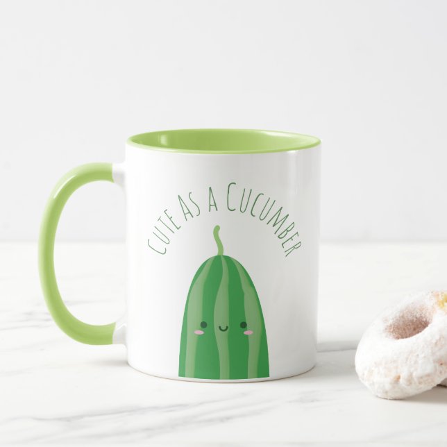 Niedlich als Gurke Funny Kawaii Cutecumber Tasse (Mit Donut)