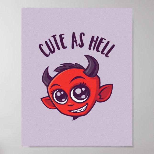 Niedlich als Hell Devil mit dunklem Text Poster (Vorne)