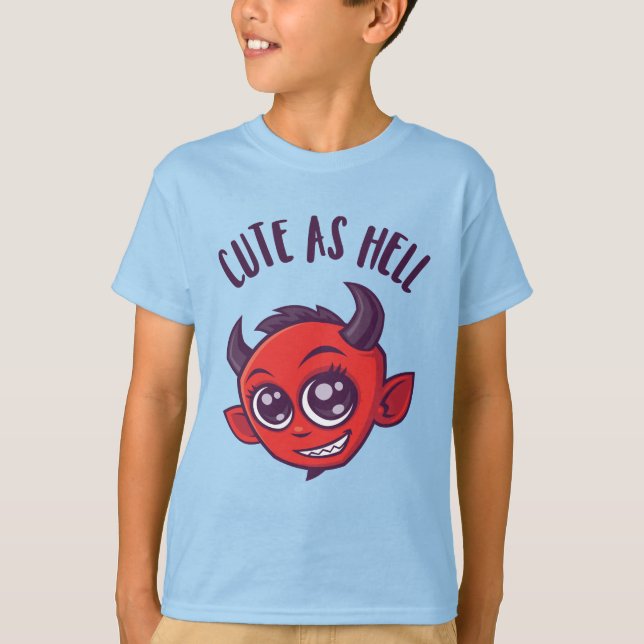 Niedlich als Hell Devil mit dunklem Text T-Shirt (Vorderseite)
