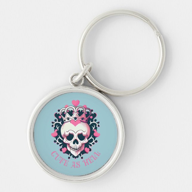 Niedlich als Hell Schädel mit Krone Schlüsselanhänger (Vorne)
