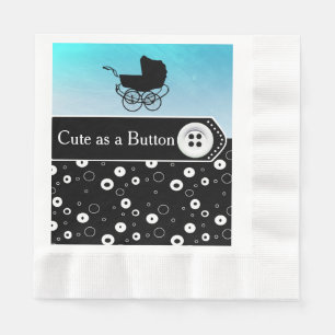 Niedlich als Knopfblau und Black Baby Dusche Serviette
