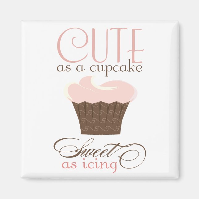 Niedlich als Kuchen! Rosa und Braun Magnet (Vorne)
