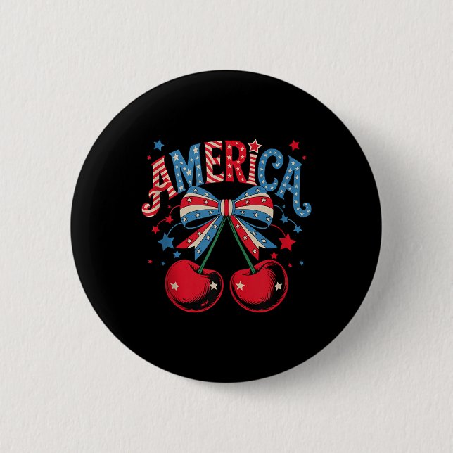 Niedlich America Cherries Coquette Bow Cherry 4. J Button (Vorderseite)