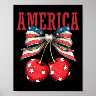 Niedlich America Cherries Coquette Bow Funny Cherr Poster