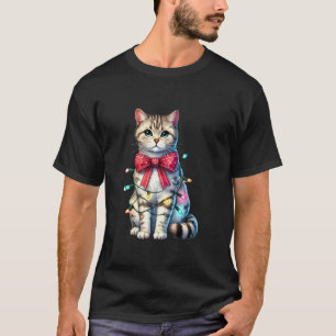 Niedlich American Shorthair Cat Coquette Bow Weihn T-Shirt