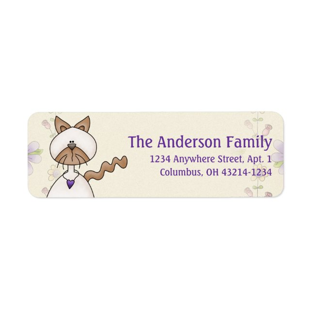 Niedlich Angel Antics White Brown Cat Address Labe (Vorne)