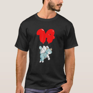 Niedlich Angel Cat 14 H Geburtstag Kinder Ballon P T-Shirt