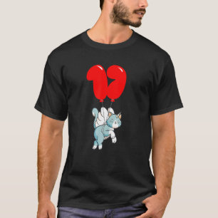 Niedlich Angel Cat 17 H Geburtstag Kinder Ballon P T-Shirt