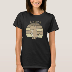 Niedlich Angry Sepia Cartoon T-Rex Dinosaur Sunset T-Shirt