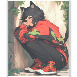 Niedlich Anime Catgirl Aufkleber