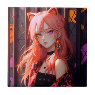 Niedlich Anime Catgirl Fliese