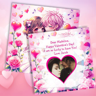 Niedlich Anime Couple   Personalisierter Valentins Karte