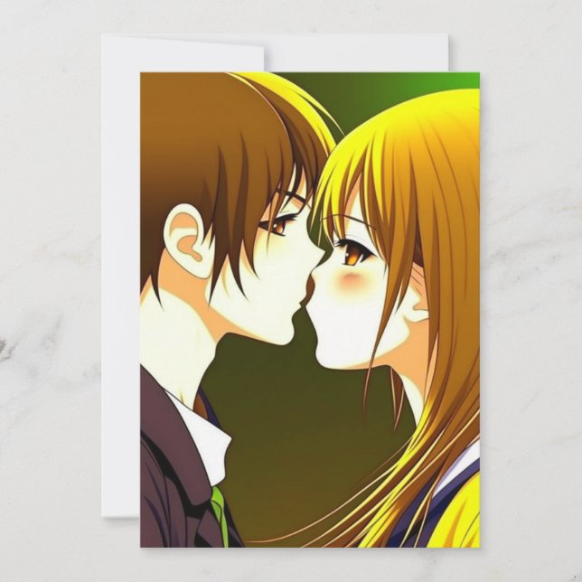 Niedlich Anime Couple Wedding Einladung (Vorderseite)
