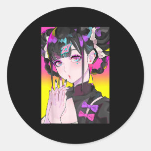 Niedlich Anime Girl Japanisch Ästhetische Anime T- Runder Aufkleber