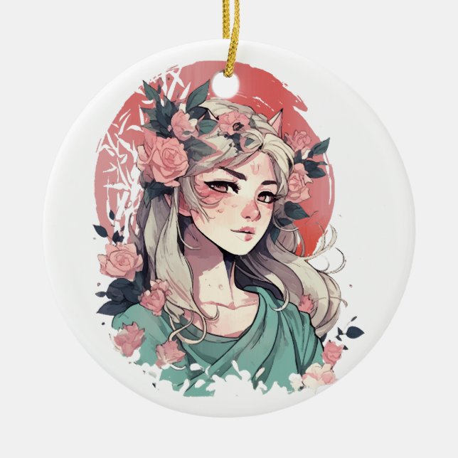 Niedlich Anime Girl Keramik Ornament (Vorne)