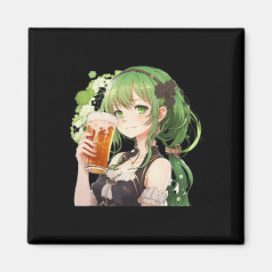 Niedlich Anime Girl Luckier St Patrick's Day Kawai Magnet