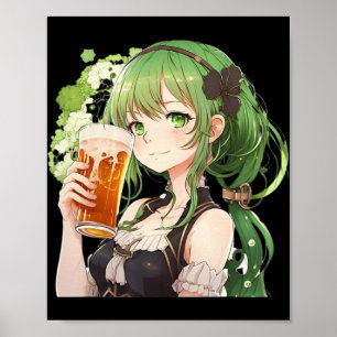 Niedlich Anime Girl Luckier St Patrick's Day Kawai Poster